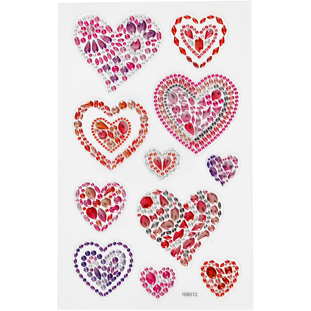 Creativ company diamond stickers, hearts, sheet 10x16 cm, 1 sheet
