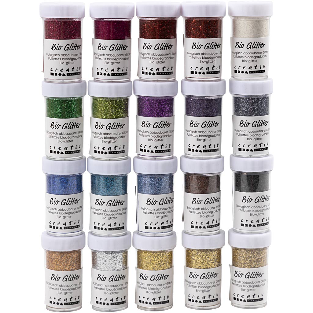 Creativ company bio sparkles, various colors, 20x27 ml 1 box