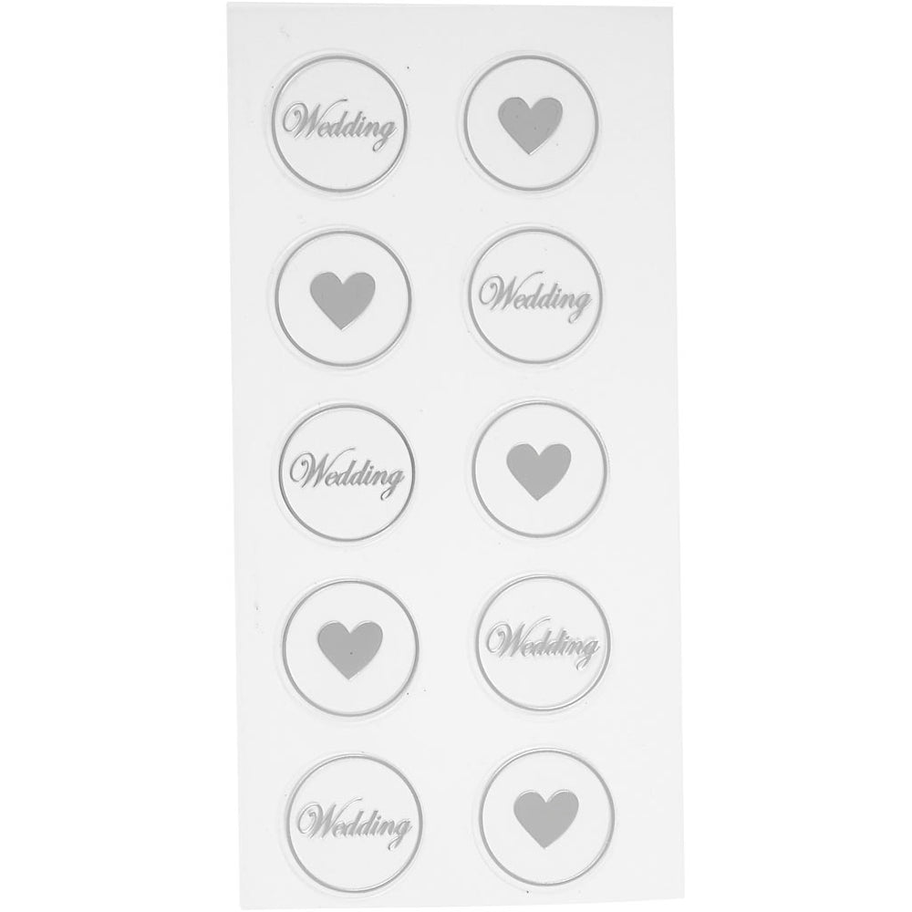 Creativ company stickers, hart - bruiloft, d 25 mm, vel 7,8x15,5 cm, zwart, 2 div vellen 1 doos