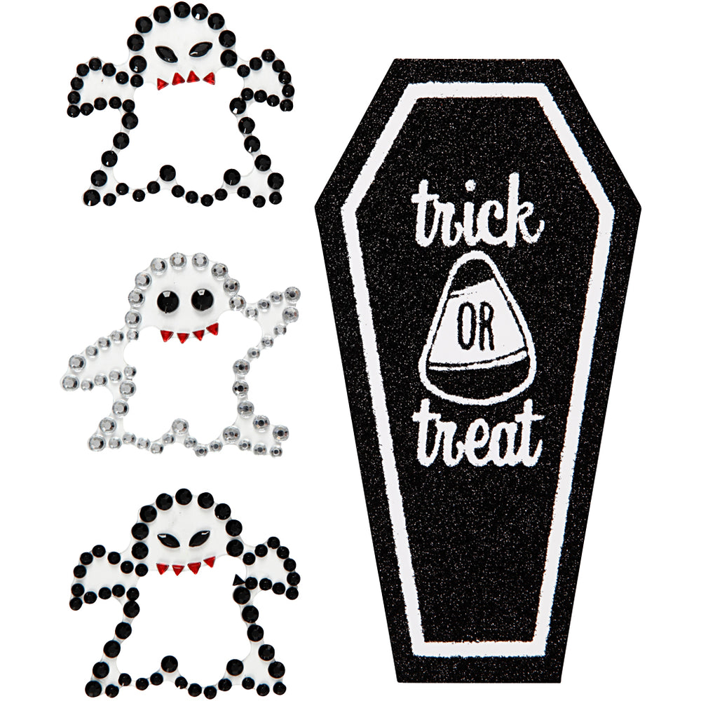 Creativ company stickers met strasstenen, spoken en kist, vel 14x17 cm, 1 vel