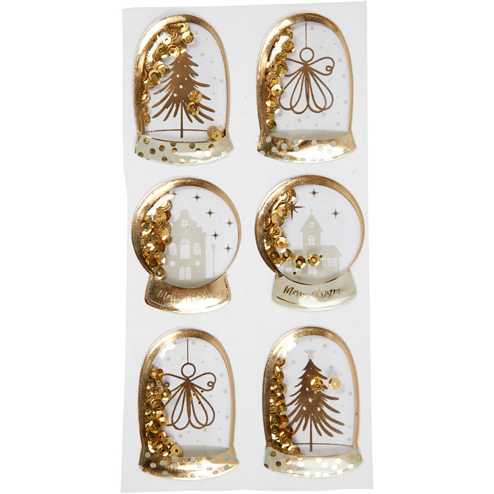 Vivi gade shaker stickers, engel, boom en huizen, afm 49x32+45x36 mm, goud, 6 stuk 1 doos