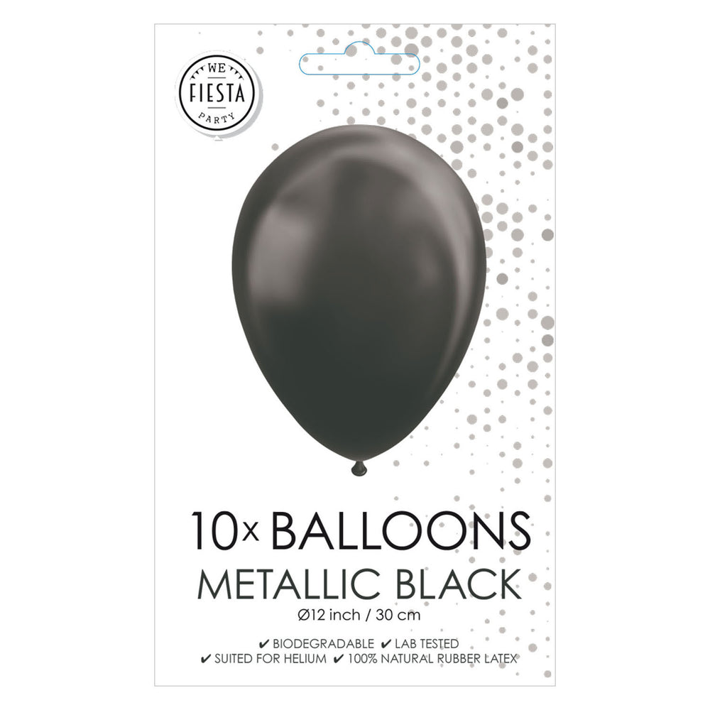 Balões de Globos preto metálico 30 cm, 10º.
