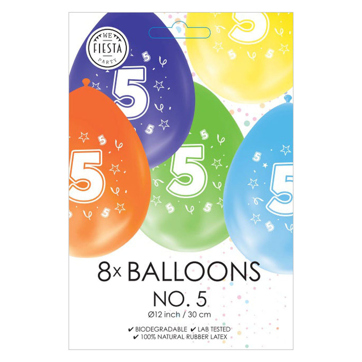 Balloons 2-sided Printed Number 5, 8 pcs.