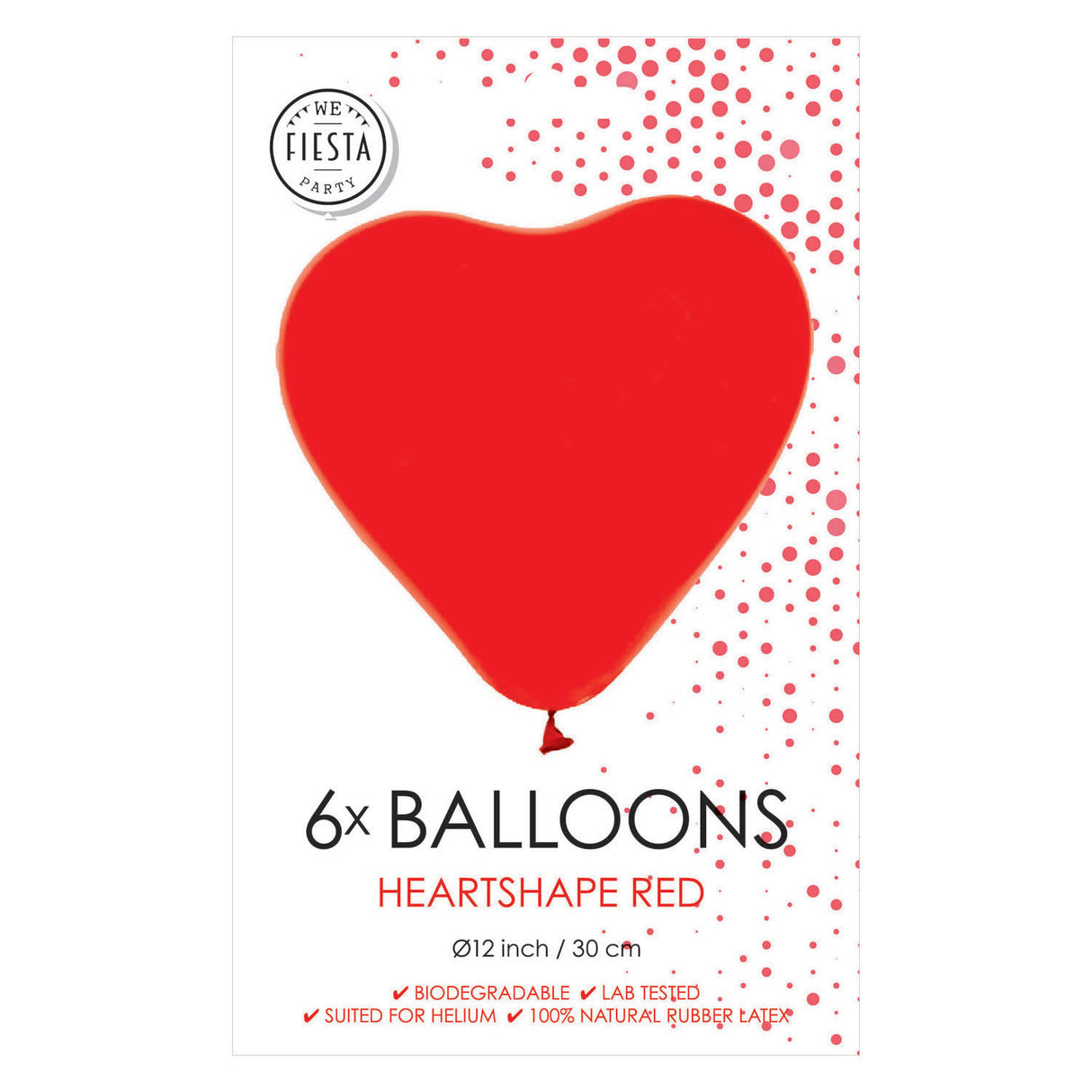 Balloons Heart Balloons Red 30cm, 6 pcs.