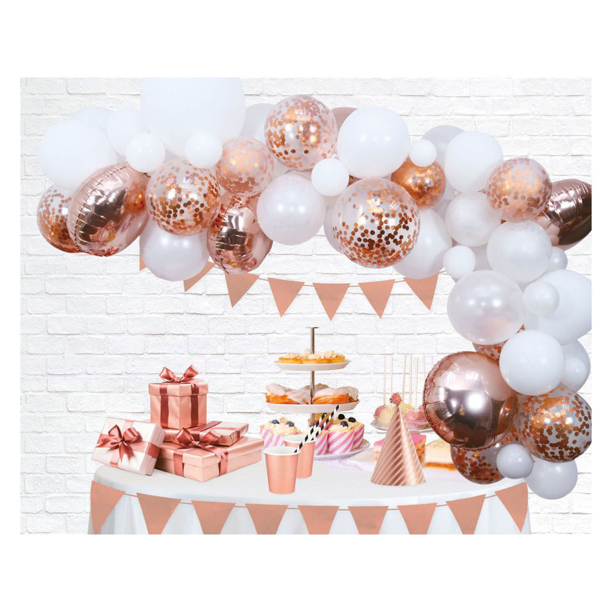 Ballons Boog Set Rose Gold