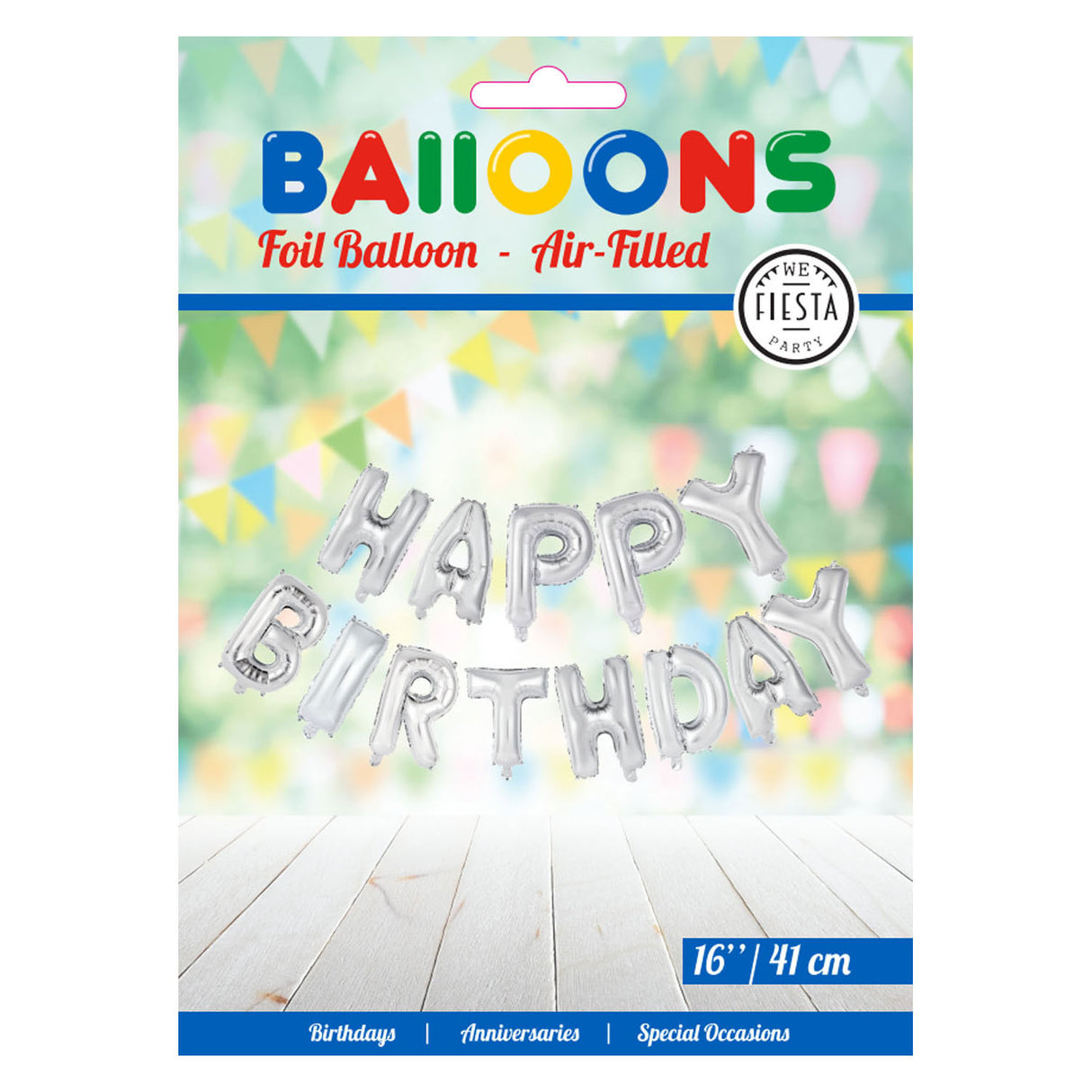 Foil Balloon Text Happy Birthday Silver