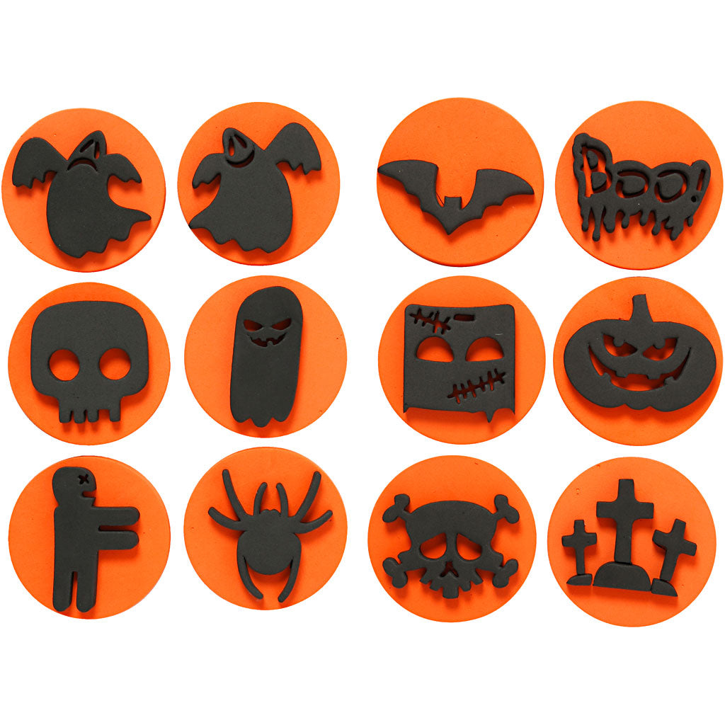Creativ company foam stamps, Halloween, d 7.5 cm, thickness 2.5 cm, 6 pieces 1 box