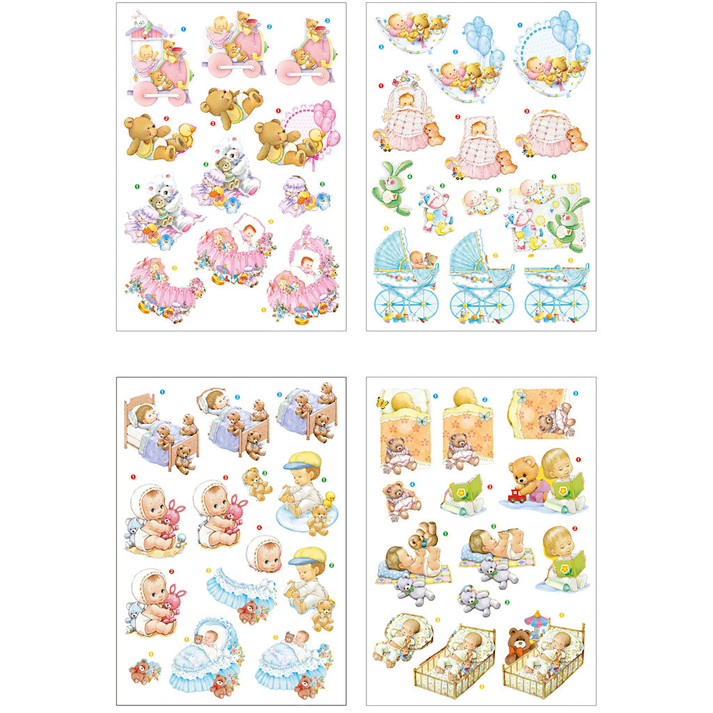 Creativ company 3d sheets, baby, sheet 21x30 cm, 4 sheets 1 box