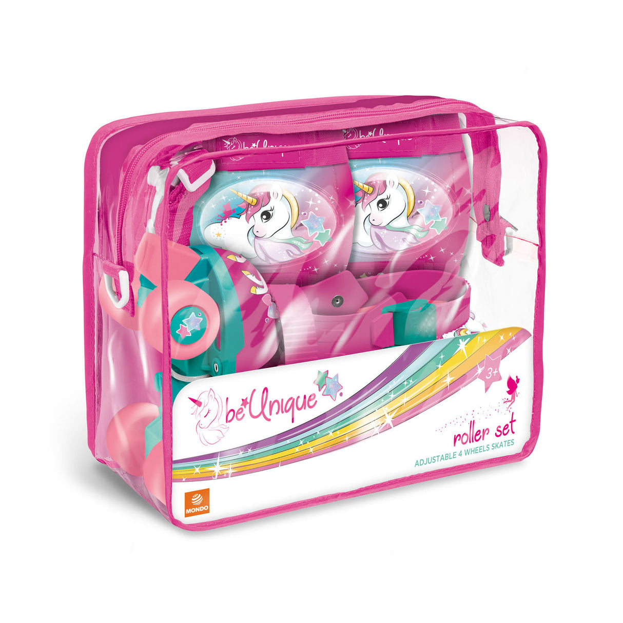 Mondo unicorn roller skates with protective set, size 22-29