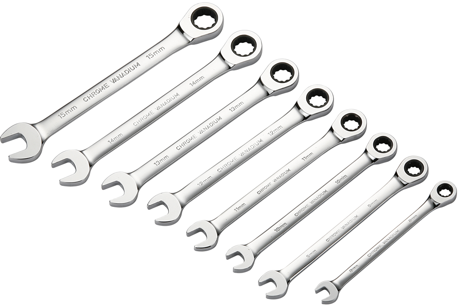 Combination ratchet wrench set 8-15mm - Black