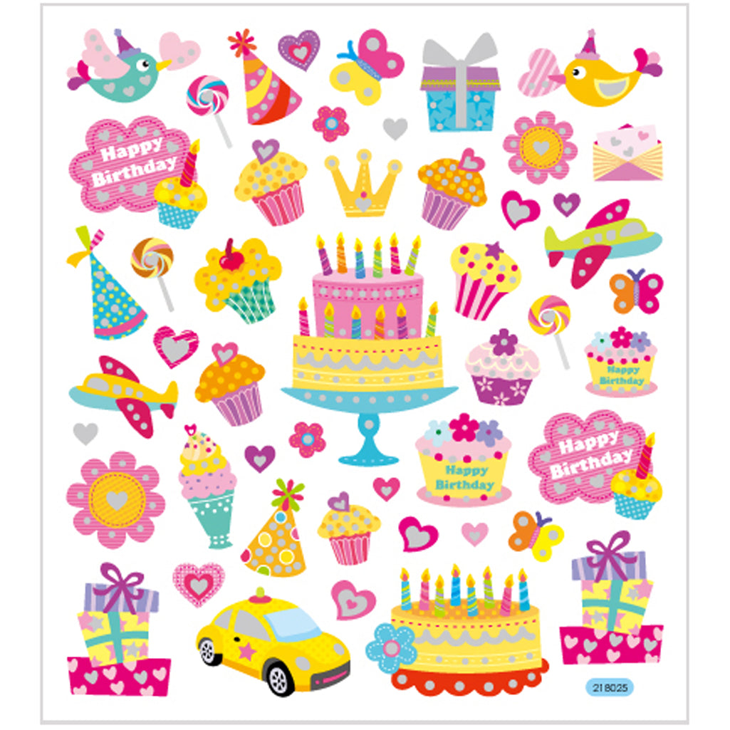 Creativ company stickers, birthday, sheet 15x16.5 cm, approx. 49 pieces, 1 sheet