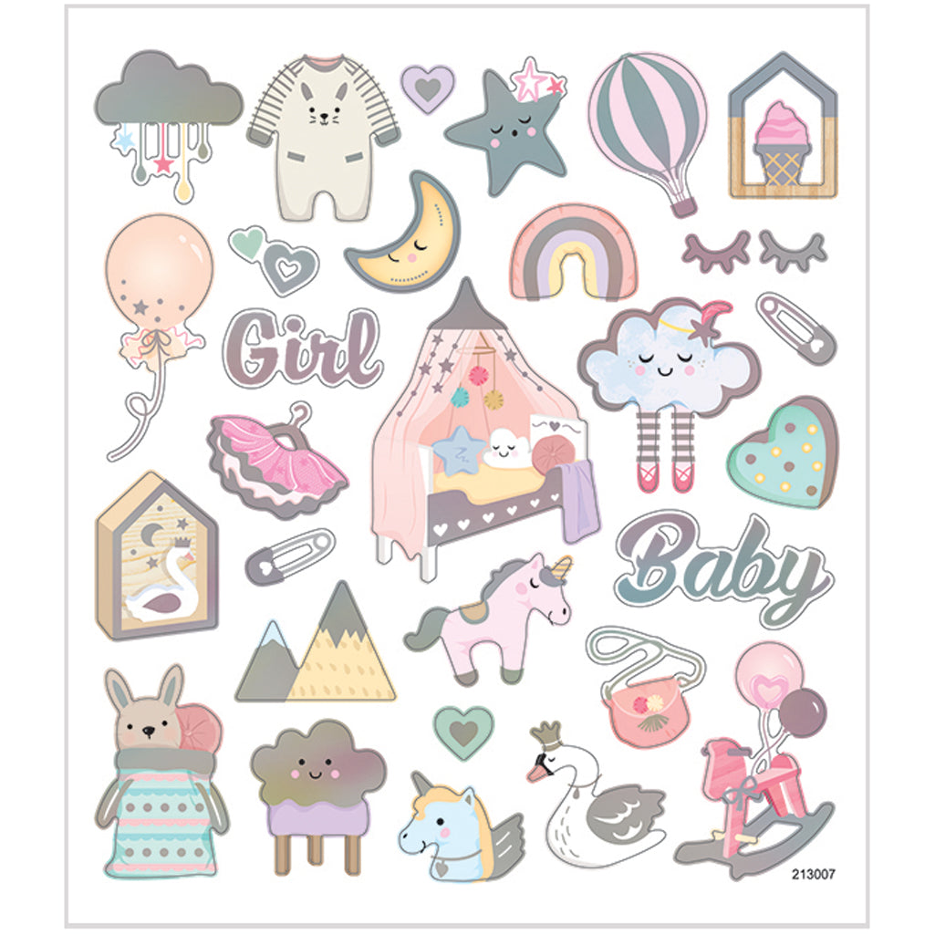 Creativ company stickers, baby girl, sheet 15x16.5 cm, approx. 30 pieces, 1 sheet