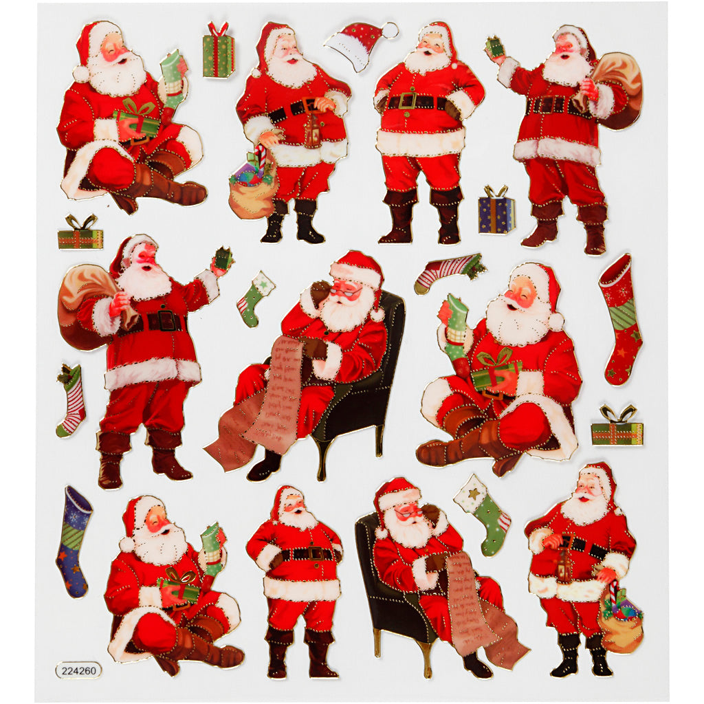 Creativ company stickers, classic Santa Claus, sheet 15x16.5 cm, approx. 22 pieces, 1 sheet