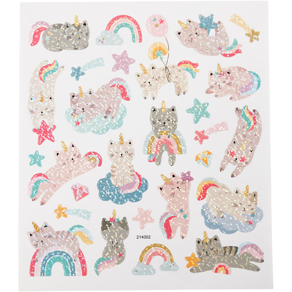 Creativ company stickers, unicorn katten, vel 15x16,5 cm, 1 vel