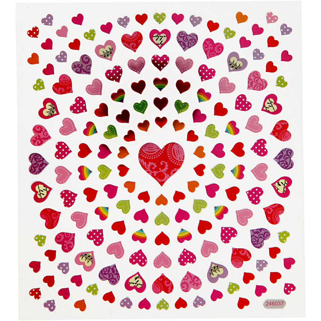 Creativ company stickers, small hearts, sheet 15x16.5 cm, approx. 108 pieces, 1 sheet
