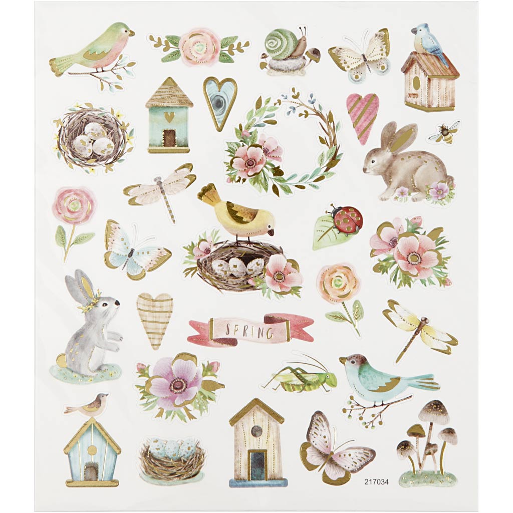 Creativ company stickers, spring and Easter, sheet 15x16.5 cm, approx. 34 pieces, 1 sheet