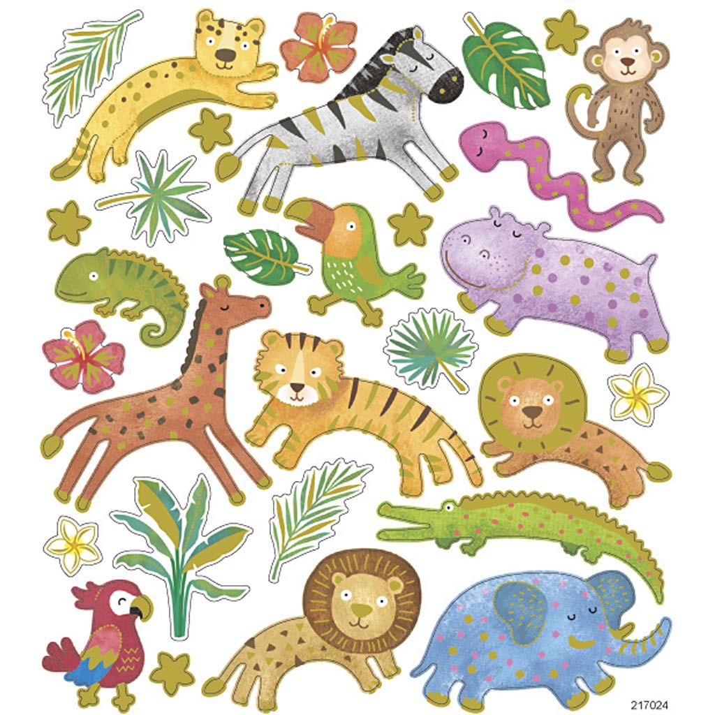 Creativ company stickers, wild animals, sheet 15x16.5 cm, 1 sheet