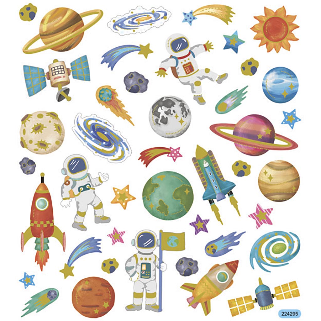 Creativ company stickers, space, sheet 15x16.5 cm, approx. 41 pieces, 1 sheet
