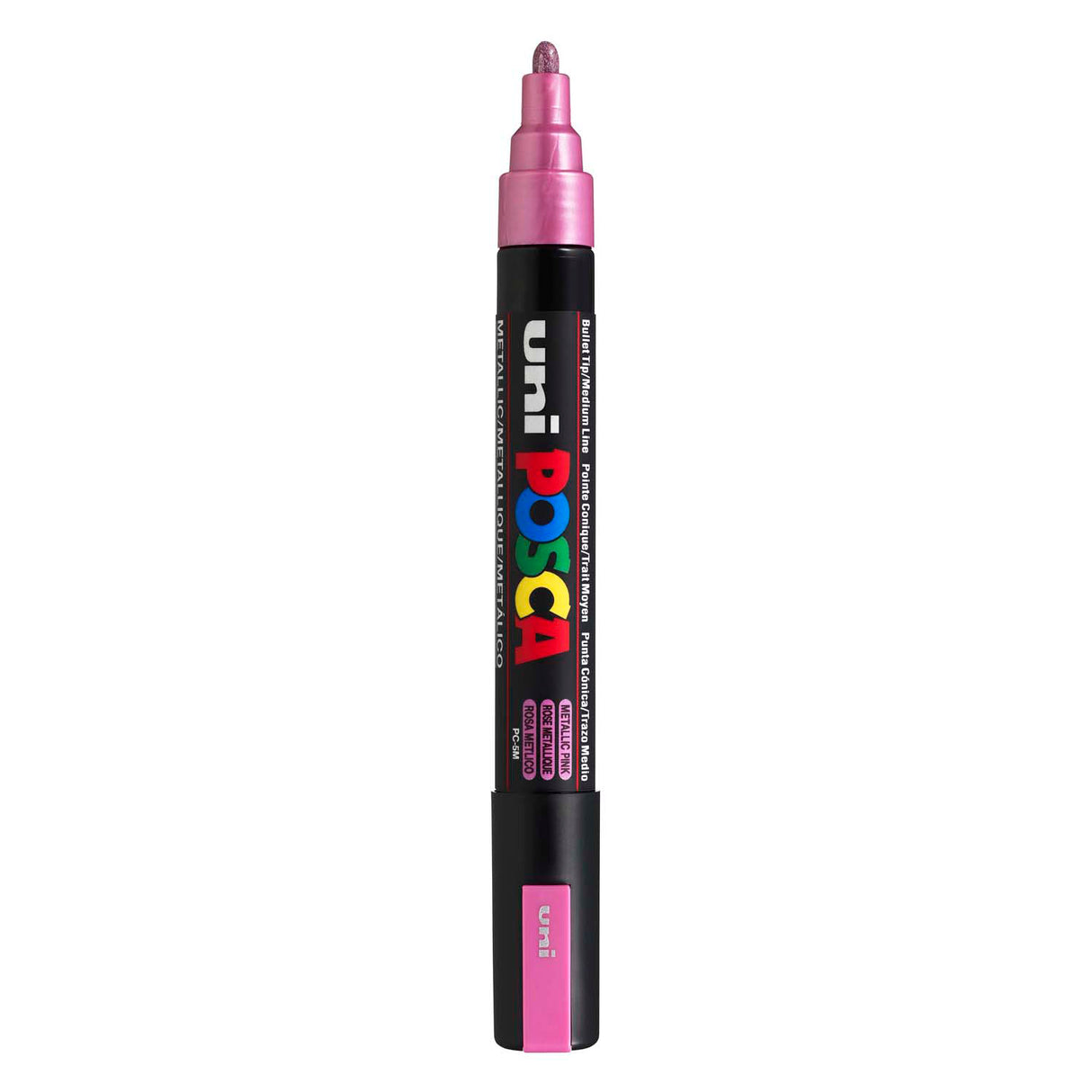 Rotulador posca Uni-posca, tamaño pc-5m, ancho de trazo 2,5 mm, mediano, rosa metalizado, 1 unidad