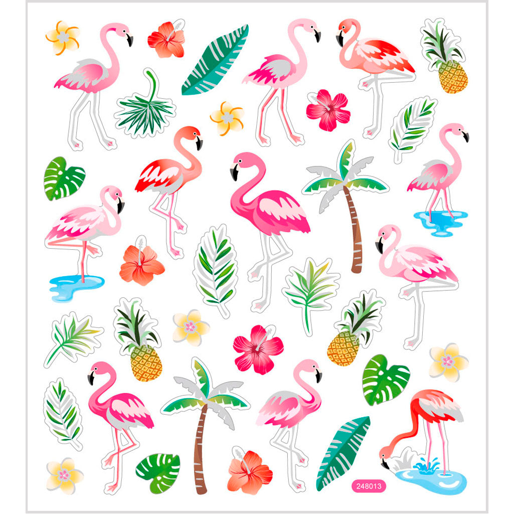 Creativ company stickers, flamingo, sheet 15x16.5 cm, approx. 37 pieces, 1 sheet