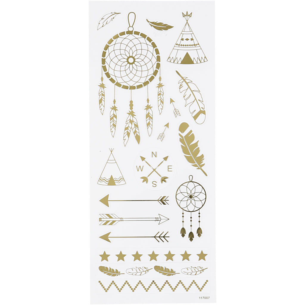 Creativ company stickers, Indians, sheet 10x24 cm, approx. 17 pieces, gold, 1 sheet