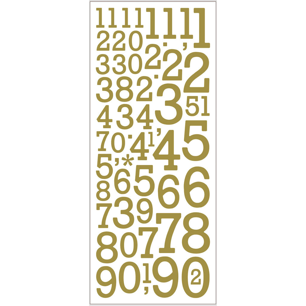 Creativ company glitter stickers, numbers, sheet 10x24 cm, gold, 2 sheets 1 box