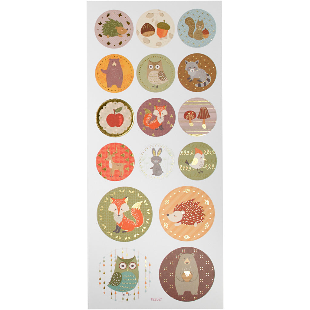 Creativ company stickers, forest animals, sheet 10x23 cm, approx. 16 pieces, 1 sheet