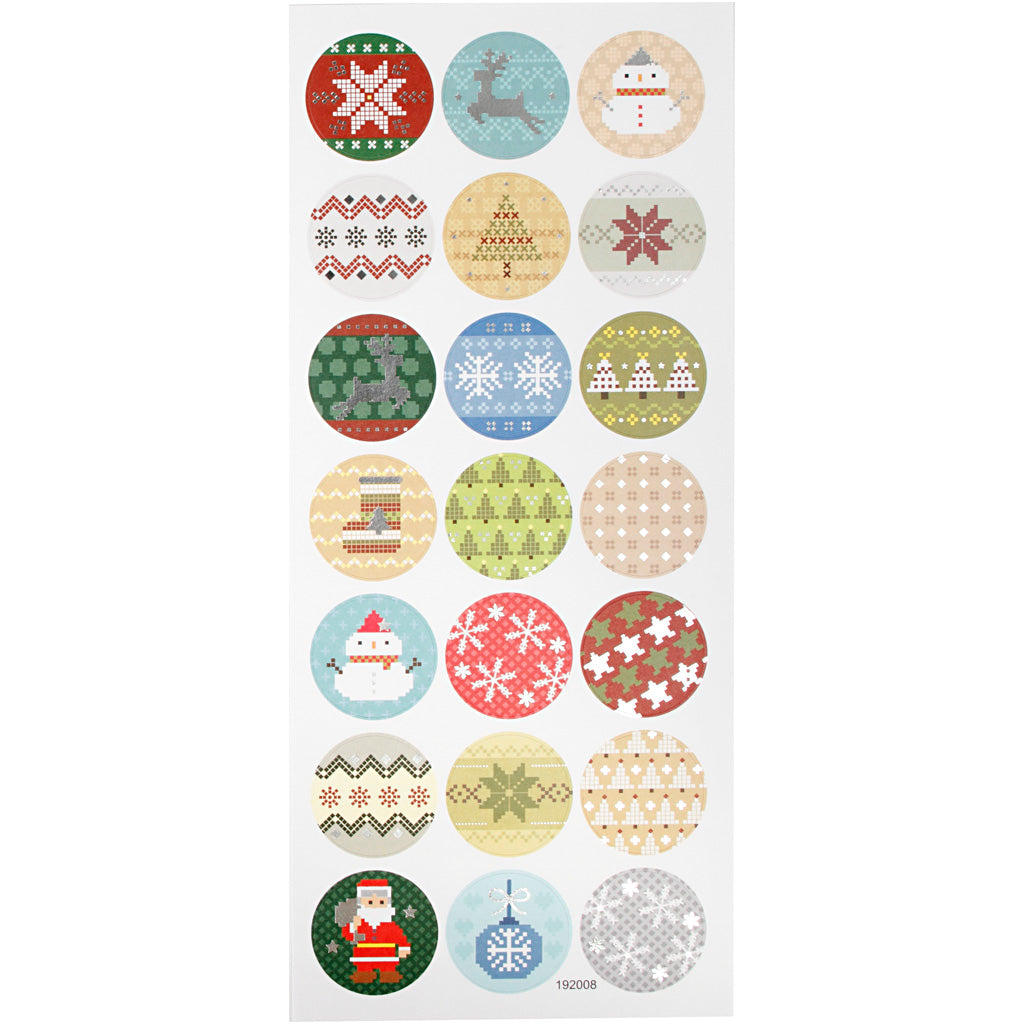 Creativ company stickers, Christmas embroidery, sheet 10x23 cm, approx. 21 pieces, 1 sheet