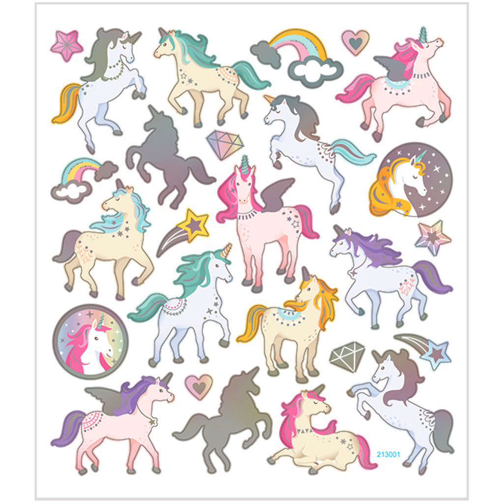 Creativ company stickers, unicorns, sheet 15x16,5 cm, approx. 27 pieces, 1 sheet