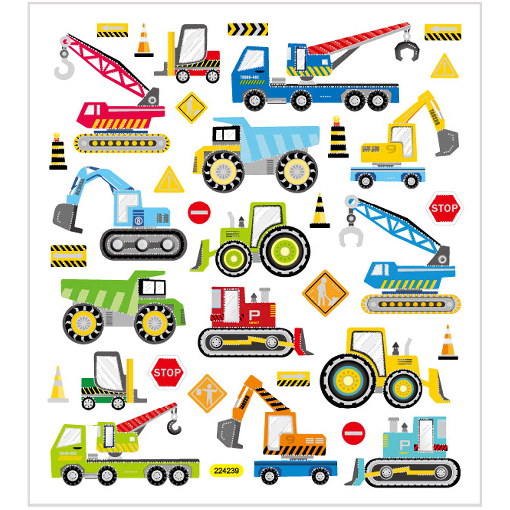Creativ company stickers, construction site vehicles, sheet 15x16.5 cm, approx. 36 pieces, 1 sheet