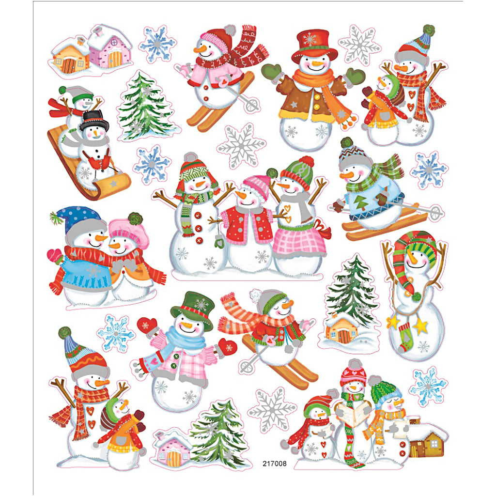 Creativ company stickers, skiing snowmen, sheet 15x16.5 cm, approx. 24 pieces, 1 sheet