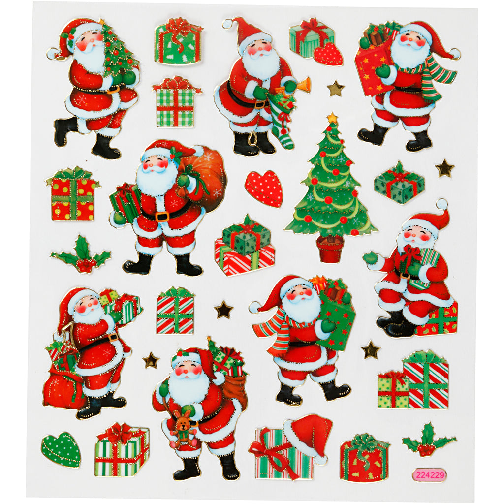Creativ company stickers, classic Christmas figures, sheet 15x16.5 cm, approx. 29 pieces, 1 sheet