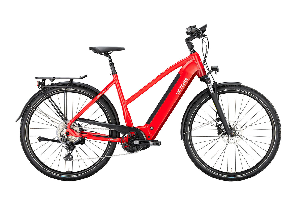 Victoria elektrische trekkingfiets tresalo 14 mod. 24 ebike vict.tres. 14 28 48 trap. 10sp fuego red matt