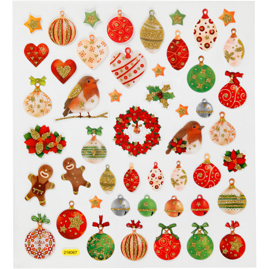 Creativ company stickers, Christmas balls, sheet 15x16.5 cm, approx. 50 pieces, 1 sheet