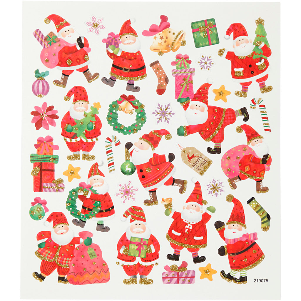 Creativ company stickers, cheerful Santa Claus, sheet 15x16.5 cm, approx. 33 pieces, 1 sheet