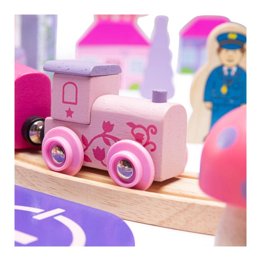 Bigjigs Wooden Train Set City Pink
