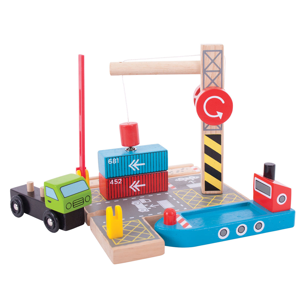 Bigjigs Wooden Rail Container Shipyard