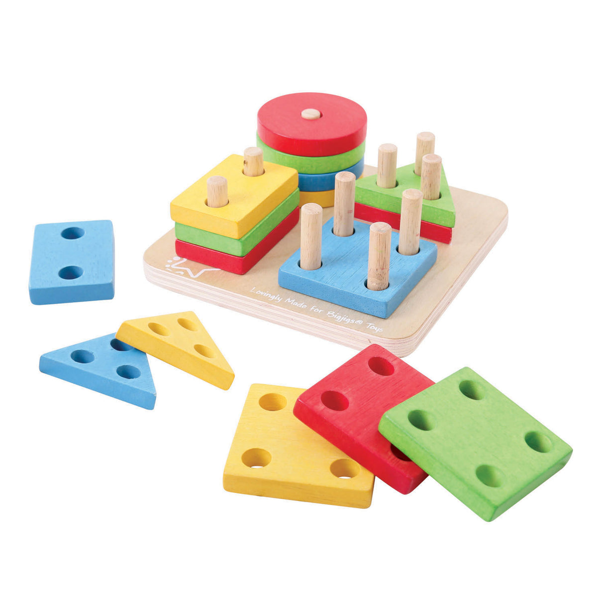 Bigjigs Wooden Shape Stacking Game, 17pcs.