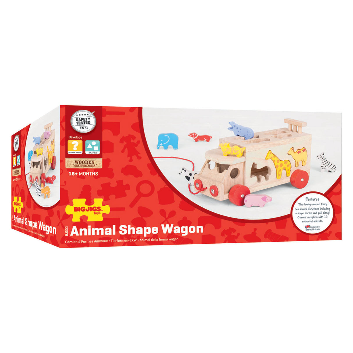 Bigjigs Wooden Shape Box Truck, 11pcs.