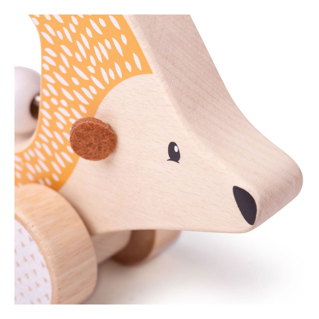 Bigjigs Wooden Push Along Hedgehog, 100% FSC