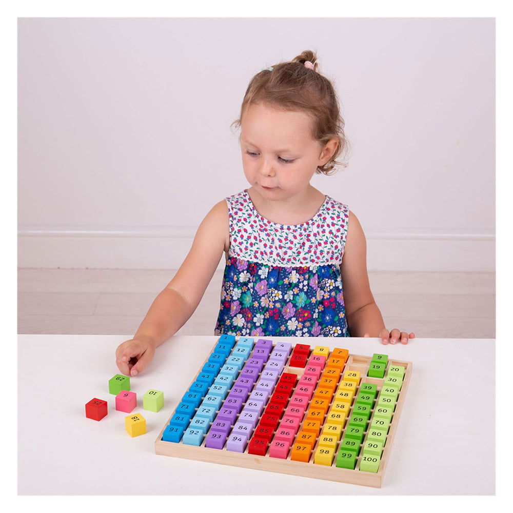 Bigjigs Wooden Number Blocks in a Box Board, 100pcs.