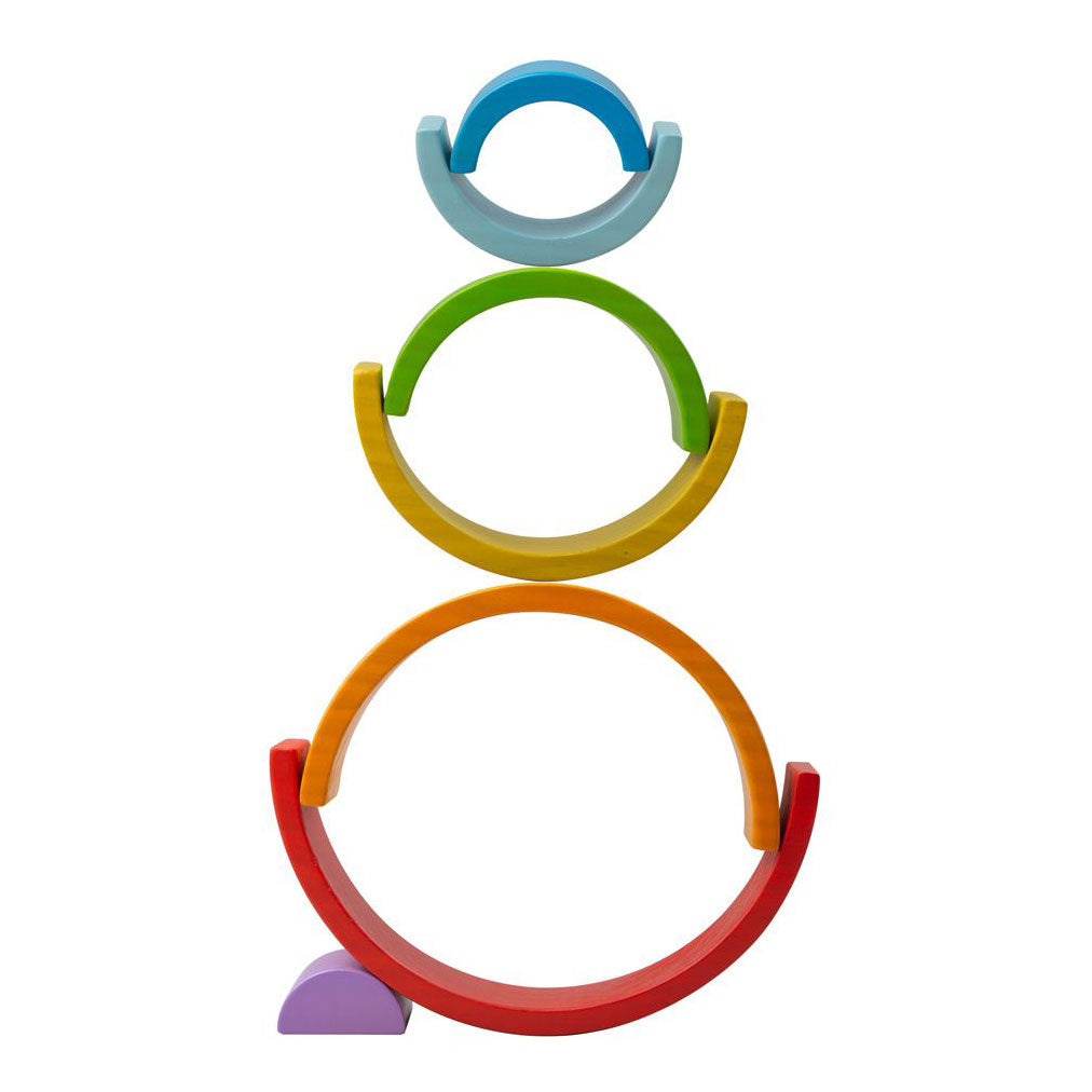 Bigjigs Small Wooden Rainbow Stacking Game, 11 pieces.