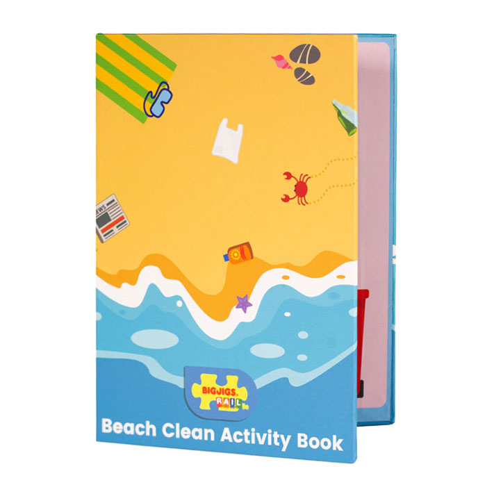 Bigjigs Wooden Train Set Seaside Clean Up, 70pcs.