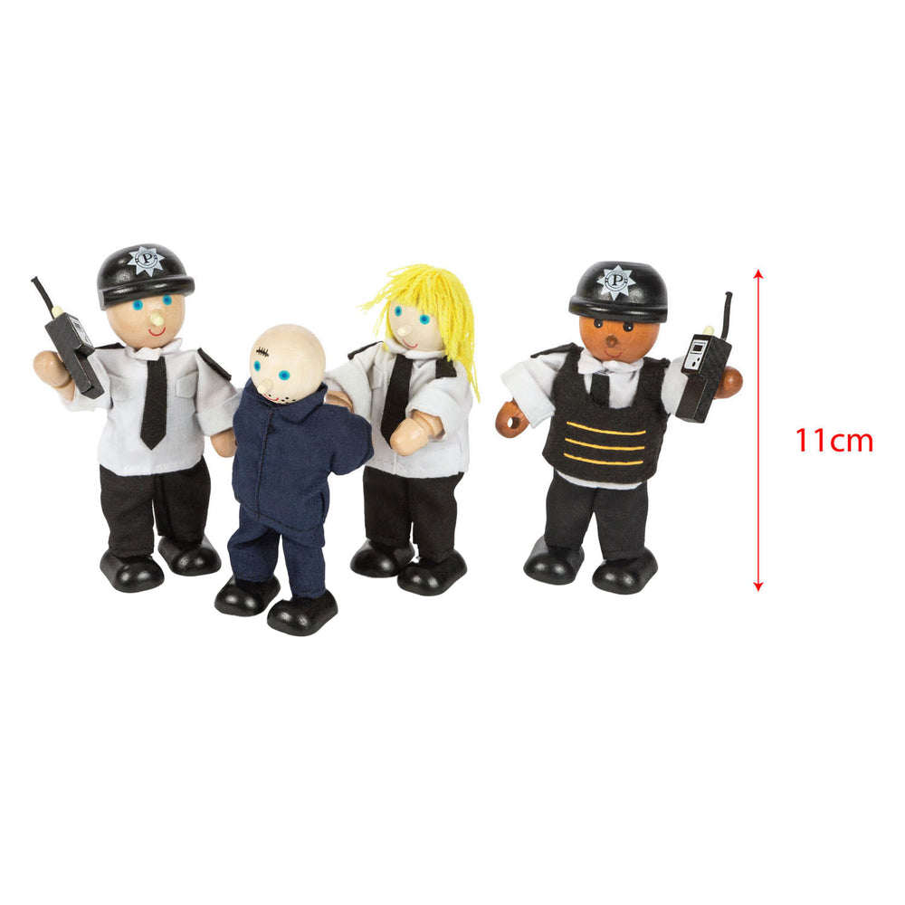 Tidlo Wooden Dollhouse Dolls Police and Crook, 4 ..