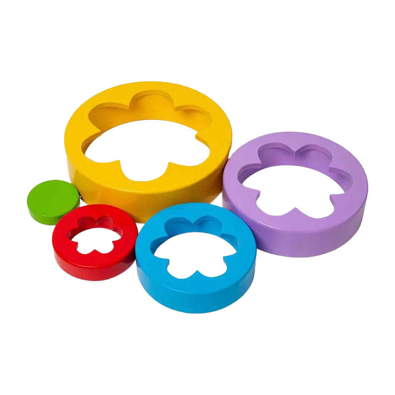 Bigjigs wooden flower tower, 5 pcs.