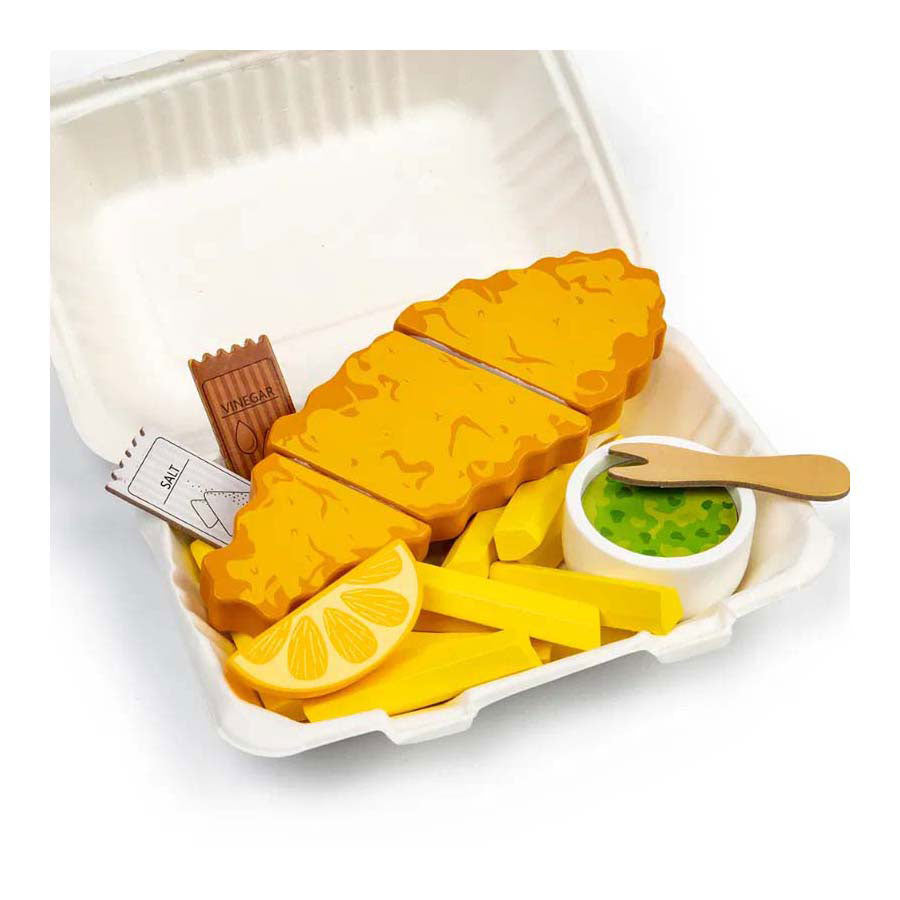 Bigjigs wooden fish and chips playset, 26pcs.