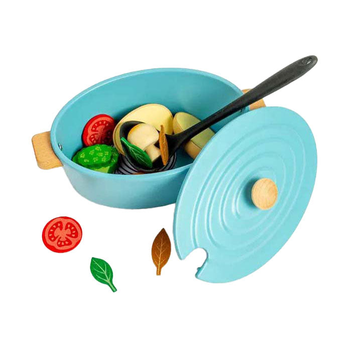 Bigjigs wooden stew play set, 17 pieces.
