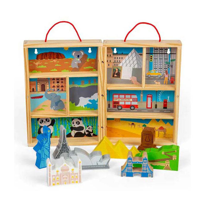 Bigjigs wooden travel playset, 10pcs.