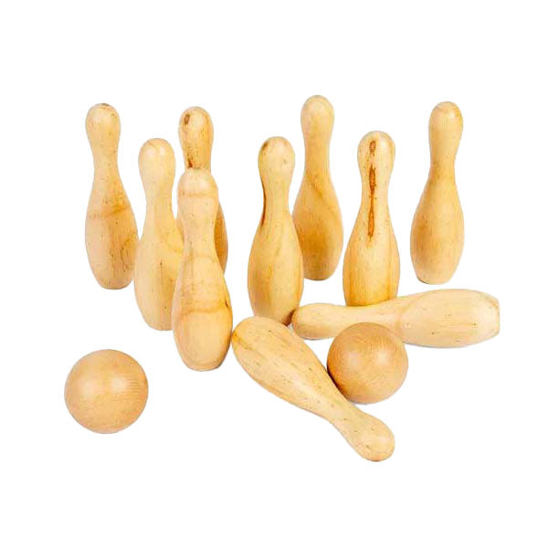 Bigjigs wooden bowling set, 12 pieces.