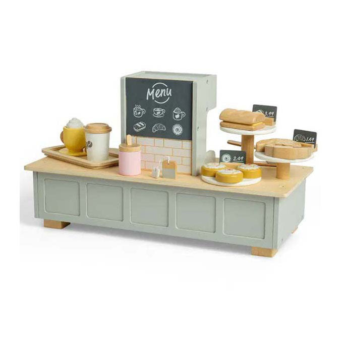 Bigjigs wooden coffee corner playset, 32pcs.